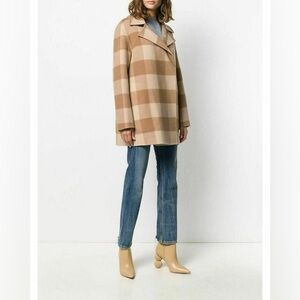 THEORY Double Faced Wool Buffalo Plaid Coat | Camel Check